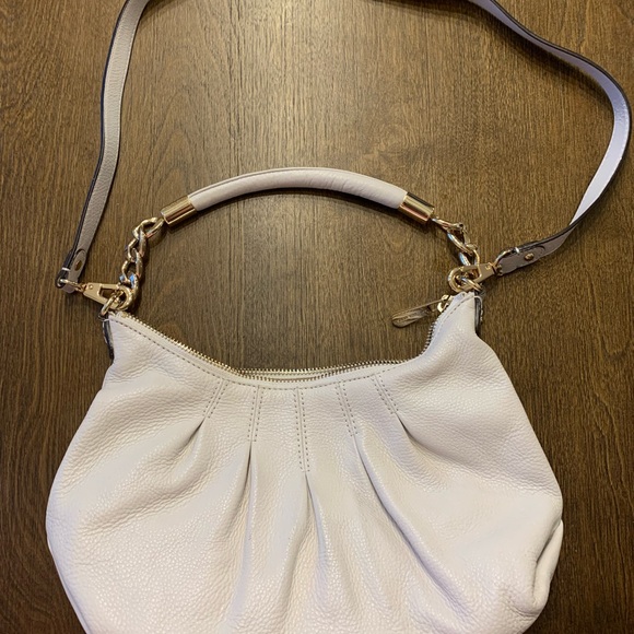 MICHAEL KORS Cream Hobo Pleated Pebbled Leather Convertible Purse + Card Wallet - Picture 3 of 14